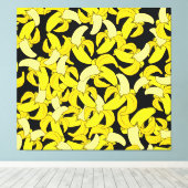 ヴィンテージイエローバナナ：黒い背景 キャンバスプリント (インサイチュ (ウッドフロア))