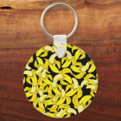 ヴィンテージイエローバナナ：黒い背景 キーホルダー (裏面)