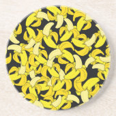 ヴィンテージイエローバナナ：黒い背景 コースター (正面)