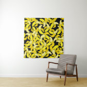 ヴィンテージイエローバナナ：黒い背景 タペストリー (インサイチュ)