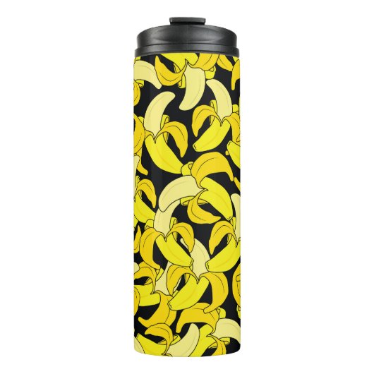 ヴィンテージイエローバナナ：黒い背景 タンブラー (正面)