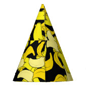 ヴィンテージイエローバナナ：黒い背景 パーティーハット (裏面)