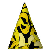 ヴィンテージイエローバナナ：黒い背景 パーティーハット (右)