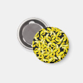 ヴィンテージイエローバナナ：黒い背景 マグネット (正面/裏面)