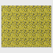 ヴィンテージイエローバナナ:黒い背景 ラッピングペーパー (フラット)