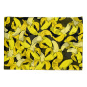 ヴィンテージイエローバナナ：黒い背景 枕カバー (裏面)