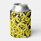 ヴィンテージイエローバナナ:黒い背景 缶クーラー (缶正面)