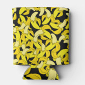 ヴィンテージイエローバナナ:黒い背景 缶クーラー (裏面)