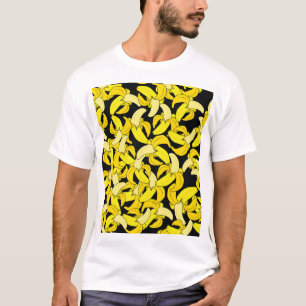 ヴィンテージイエローバナナ:黒い背景 Tシャツ