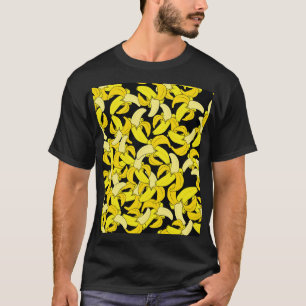 ヴィンテージイエローバナナ:黒い背景 Tシャツ