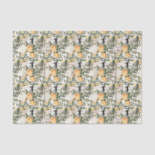 ヴィンテージイエローバラとミツバチ 薄葉紙 (正面)