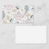 ヴィンテージイエローバードティーポットパステルブルーカップティー 名刺 (正面/裏面)