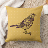 ヴィンテージイエローバードデザインレトロ装飾用クッション クッション (ブランケット)
