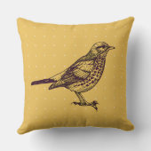 ヴィンテージイエローバードデザインレトロ装飾用クッション クッション (裏面)
