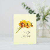 ヴィンテージイエローパンジー花の同情カード (スタンド正面)