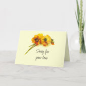 ヴィンテージイエローパンジー花の同情カード カード (正面)