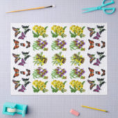 ヴィンテージイエローパープルオーキッドオレンジピンクバタフライ 薄葉紙 (クラフト)