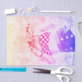 ヴィンテージイエローパープルレトロガール水玉模様ビキニ 薄葉紙 (クラフト)