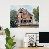 ヴィンテージイエロービクトリアンスタイルホーム ポスター (ホームオフィス)