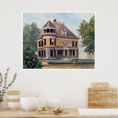 ヴィンテージイエロービクトリアンスタイルホーム ポスター (キッチン)