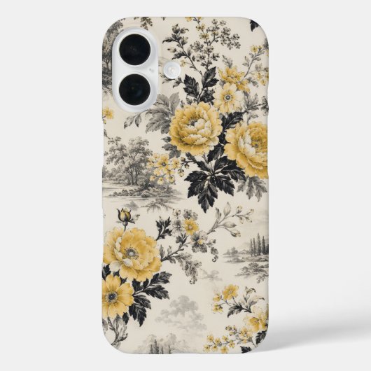 ヴィンテージイエローフラワー iPhone 16 カバー (裏面)