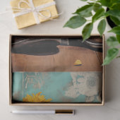 ヴィンテージイエローフローラカウボーイブーツデコパージュ 薄葉紙 (ギフト)