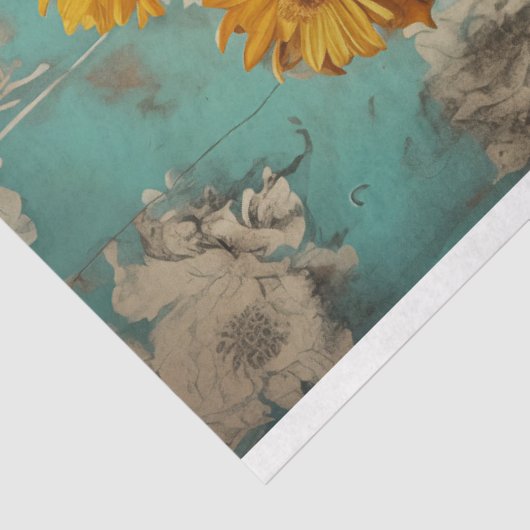 ヴィンテージイエローフローラカウボーイブーツデコパージュ 薄葉紙 (詳細)