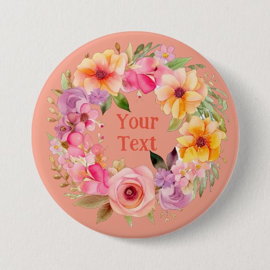 ヴィンテージイエローフローラリースラペルアクセサリー 缶バッジ (正面)