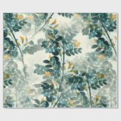 ヴィンテージイエローフローラリーフプラント ラッピングペーパー (フラット)