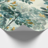 ヴィンテージイエローフローラリーフプラント ラッピングペーパー (角)