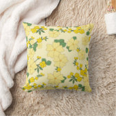 ヴィンテージイエローフローラルパターンイラストレーション クッション (ブランケット)