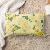 ヴィンテージイエローフローラルパターンイラストレーション ランバークッション (ブランケット)