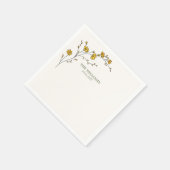 ヴィンテージイエローフローラルラスティックウェディング スタンダードカクテルナプキン (角)