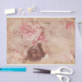 ヴィンテージイエローフローラ女性ハットシャビーシック 薄葉紙 (クラフト)