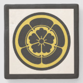 ヴィンテージイエローブラックオダジャパンモンオリエンタルアート ストーンコースター (正面)