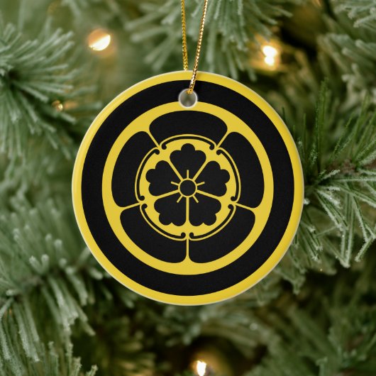 ヴィンテージイエローブラックオダジャパンモンベクトルアート セラミックオーナメント (ツリー)