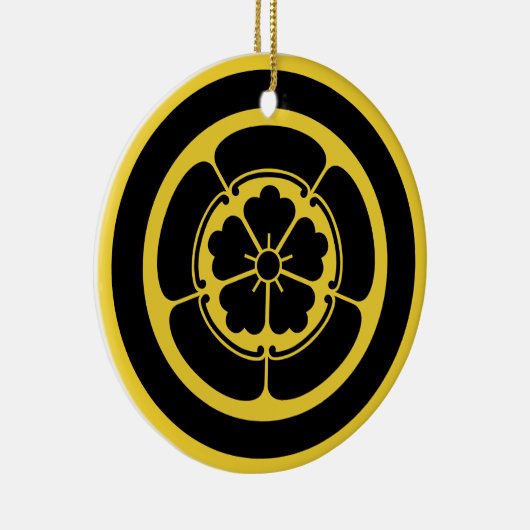 ヴィンテージイエローブラックオダジャパンモンベクトルアート セラミックオーナメント (右)