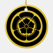 ヴィンテージイエローブラックオダジャパンモンベクトルアート セラミックオーナメント (裏面)