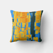 ヴィンテージイエローブルーブラック抽象芸術アールデコ クッション (裏面)