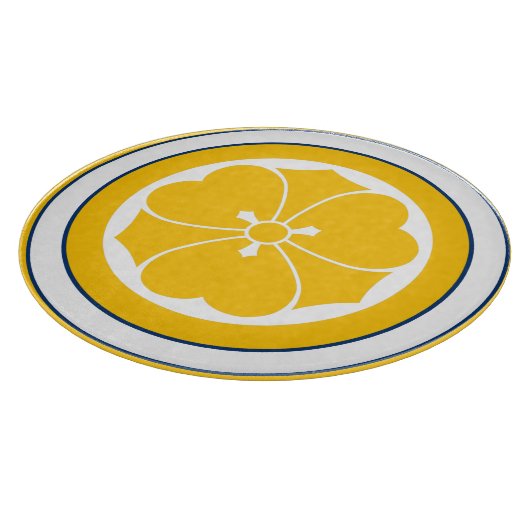 ヴィンテージイエローブルー酒井日本紋オリエンタルクレスト カッティングボード (角)