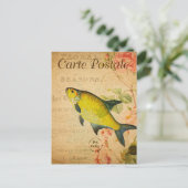 ヴィンテージイエローブレムフィッシュフランスのフローラ ポストカード (スタンド正面)