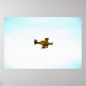 ヴィンテージイエロープロペラ飛行機アート ポスター (正面)