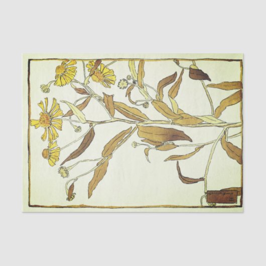 ヴィンテージイエローヘリニウムブロックプリント 薄葉紙 (正面)