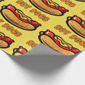 ヴィンテージイエローホットドッグ誕生日パーティー ラッピングペーパー (角)