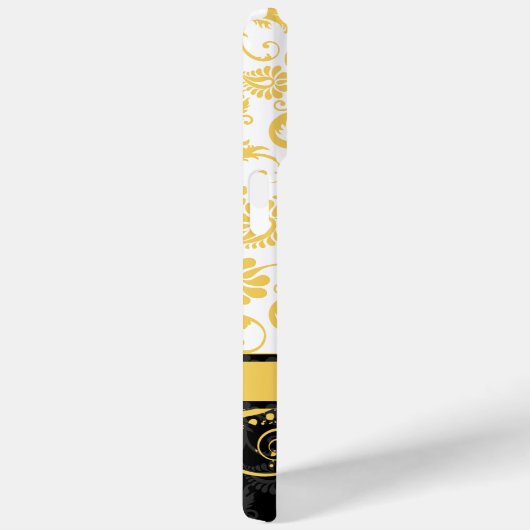 ヴィンテージイエローホワイトとブラックダマスク Case-Mate iPhoneケース (裏面 / 右)