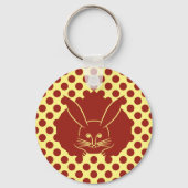 ヴィンテージイエローレッドジャパンうさぎモンオリエンタル キーホルダー (正面)