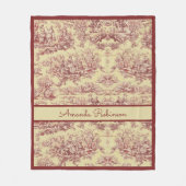 ヴィンテージイエローレッドレイクトイレデジュエモノグラム フリースブランケット (正面)