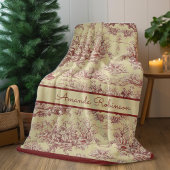 ヴィンテージイエローレッドレイクトイレデジュエモノグラム フリースブランケット