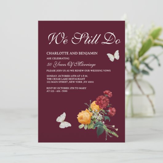 ヴィンテージイエローレッドローズ誓いの更新 招待状 (スタンド正面)