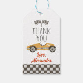 ヴィンテージイエローレースカーバースデイありがとう ギフトタグ (正面)